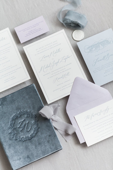 Romantic Blue and Lilac Invite Suite // Virginia