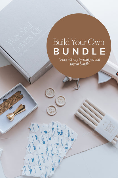 Wax seal starter kit bundle with glue gun, stamps, sealing wax sticks and adhesive stickers
