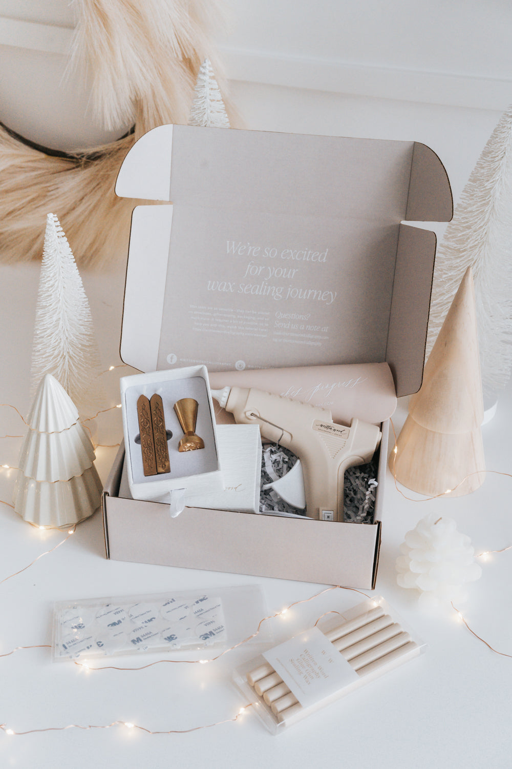 Wax seal lovers kit unboxing with tools, glue gun, brass stamp and sealing wax supplies