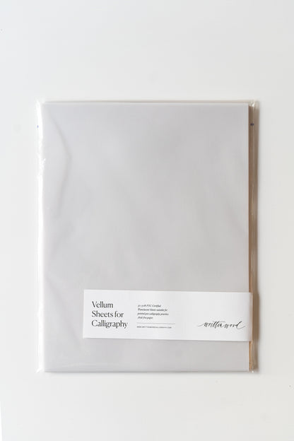 Pack of vellum sheets for calligraphy, FSC certified, perfect for pointed pen practice and smooth ink flow