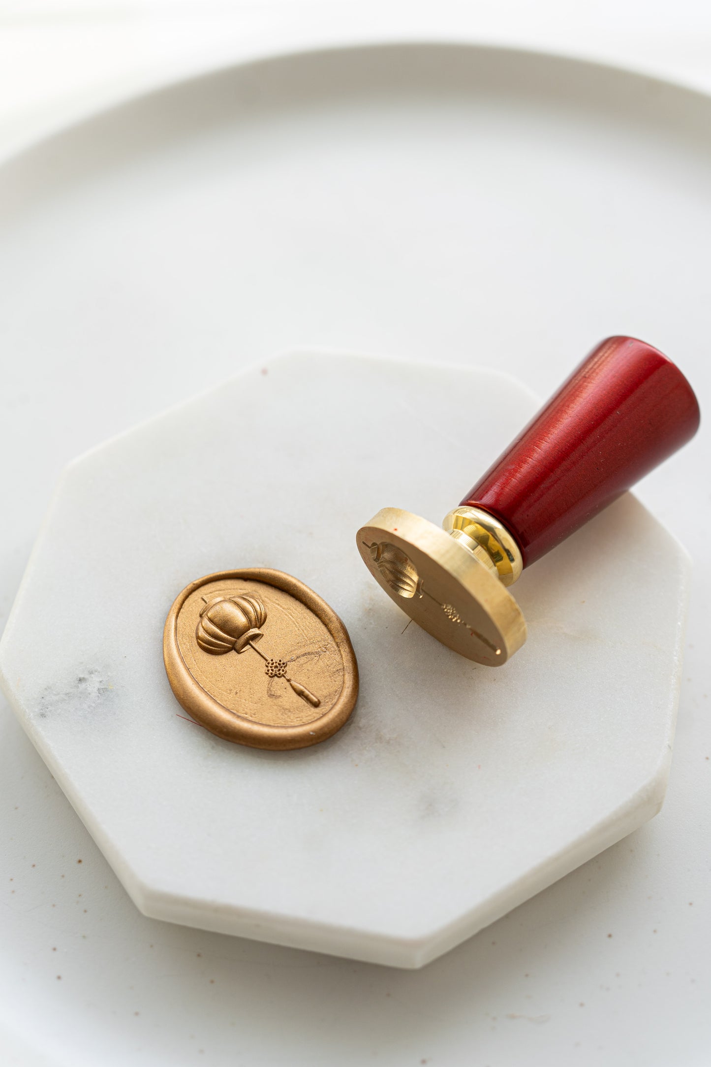Lunar New Year wax seal stamp with lantern design, gold wax seal for envelopes and cards
