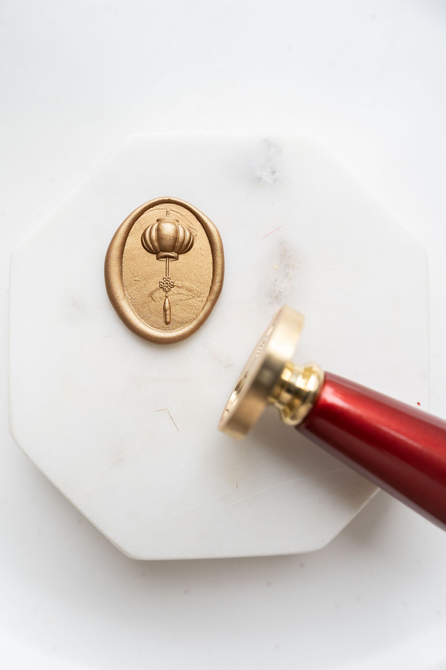 Lantern wax seal in gold with brass stamp for Lunar New Year envelopes