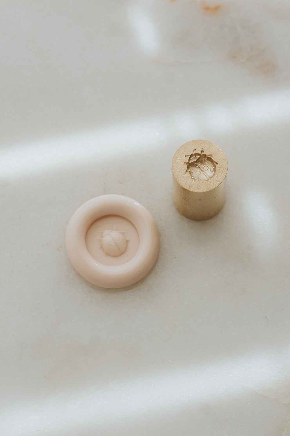 Mini ladybug wax seal stamp with sakura wax seal impression 