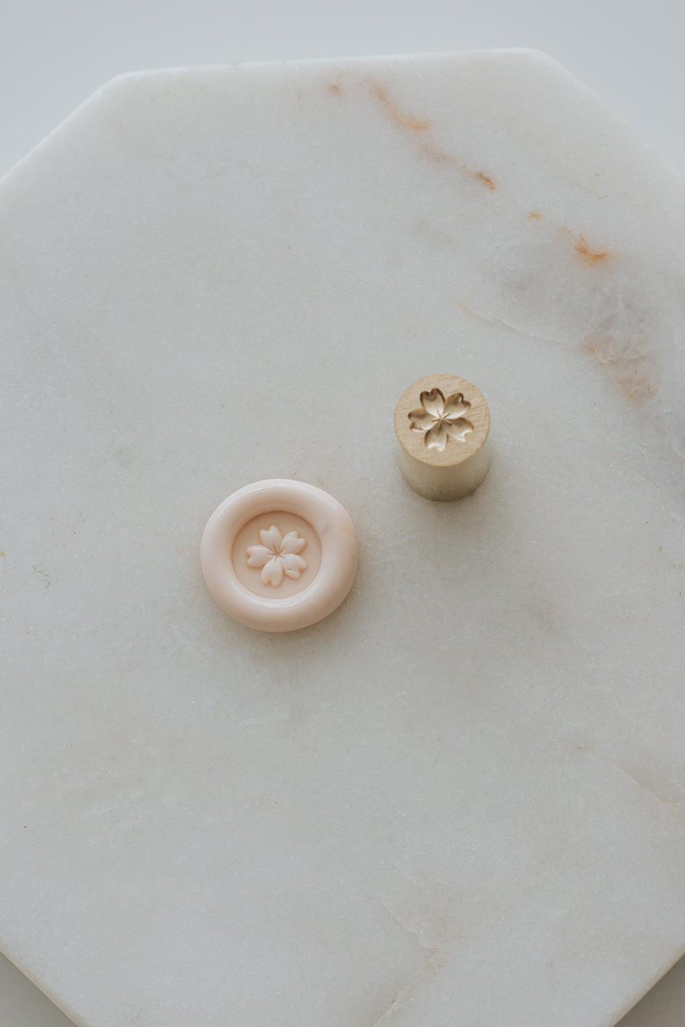 Cherry blossom mini wax seal stamp with sakura wax impression 