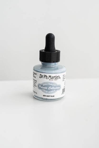 Dusty blue calligraphy ink bottle for modern calligraphy, lettering and dip pen ink