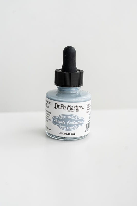 Dusty blue calligraphy ink bottle for modern calligraphy, lettering and dip pen ink