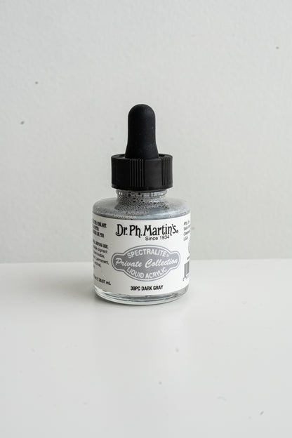 Dr Ph Martin’s Spectralite dark gray calligraphy ink bottle, liquid acrylic ink for modern calligraphy