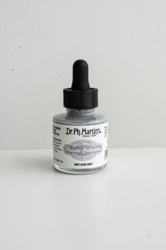 Dr Ph Martin’s Spectralite dark gray calligraphy ink bottle, liquid acrylic ink for modern calligraphy