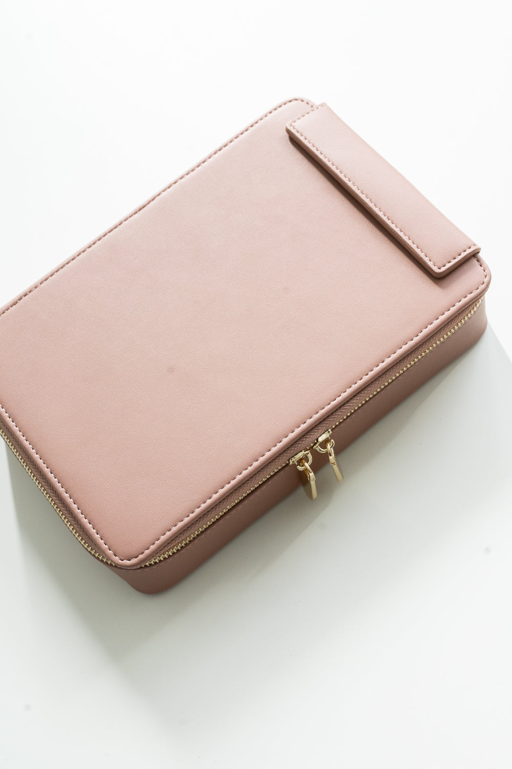 Blush pink calligraphy travel case with zipper closure, elegant organizer for lettering tools and stationery