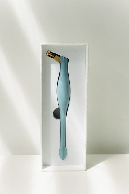 Dusty blue universal calligraphy pen holder designed for modern calligraphy and interchangeable nibs.