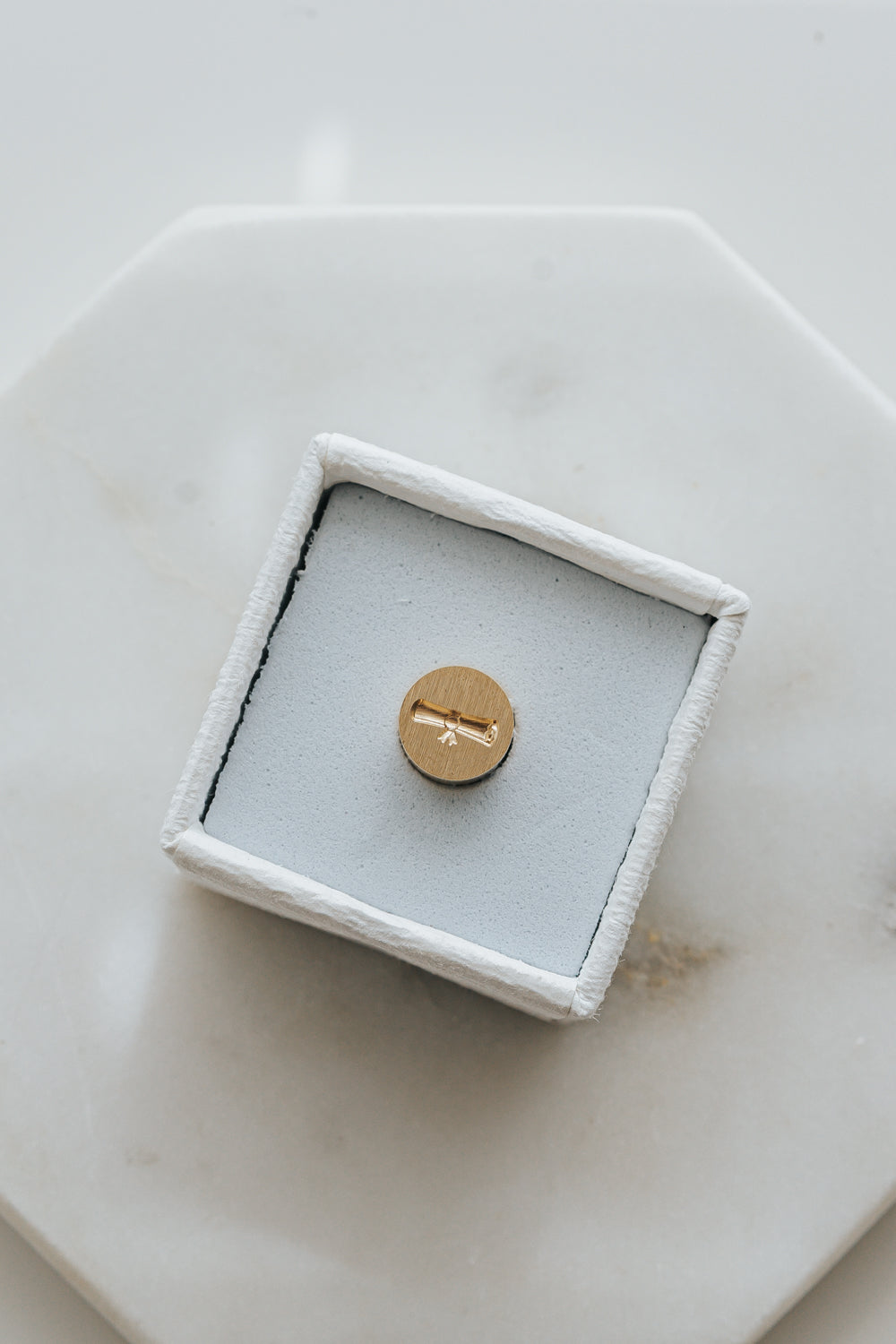 Graduation diploma mini wax seal stamp head in a gift box