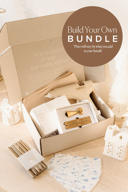 Wax seal bundle kit with glue gun, brass wax seal stamp, sealing wax sticks and stickers