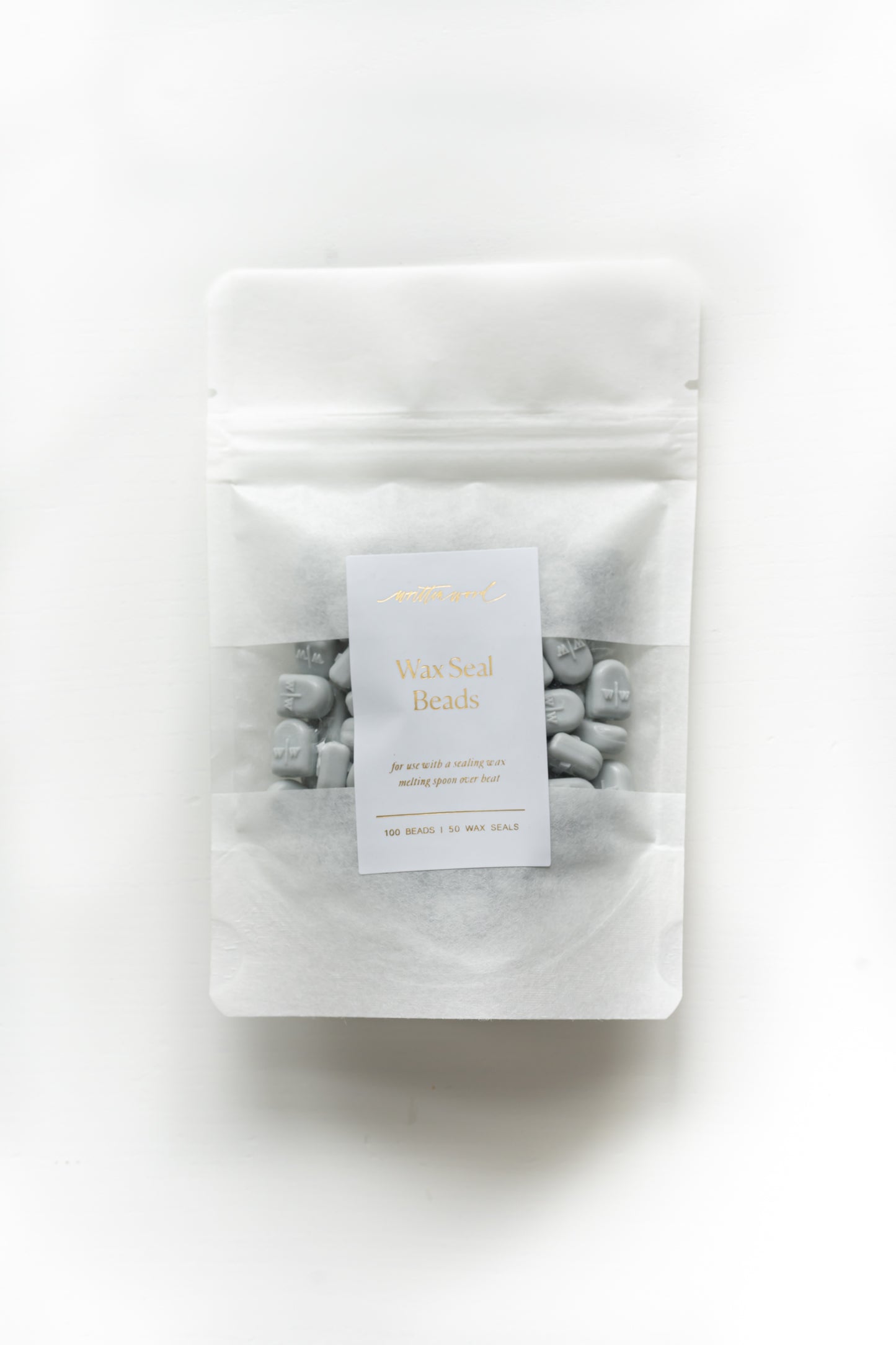 Pale grey wax seal beads in pouch for wax sealing envelopes, invitations and calligraphy
