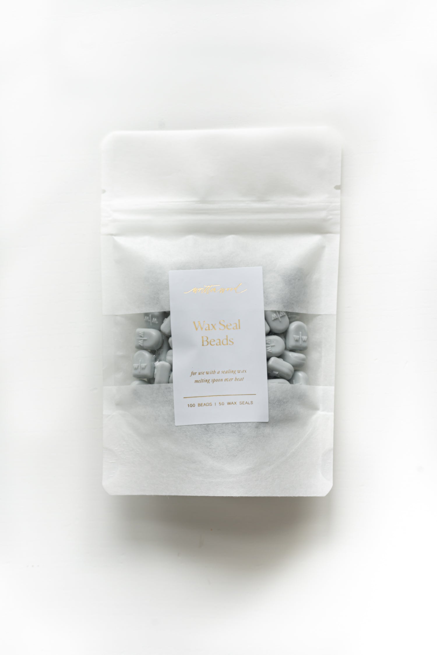 Pale grey wax seal beads in pouch for wax sealing envelopes, invitations and calligraphy