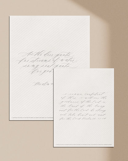 Christian calligraphy worksheets with Psalm verses for modern lettering practice