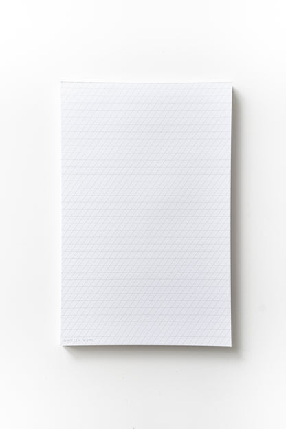 Slanted guide notepad with a 55-degree slant, featuring 50 ink-friendly sheets for calligraphy practice